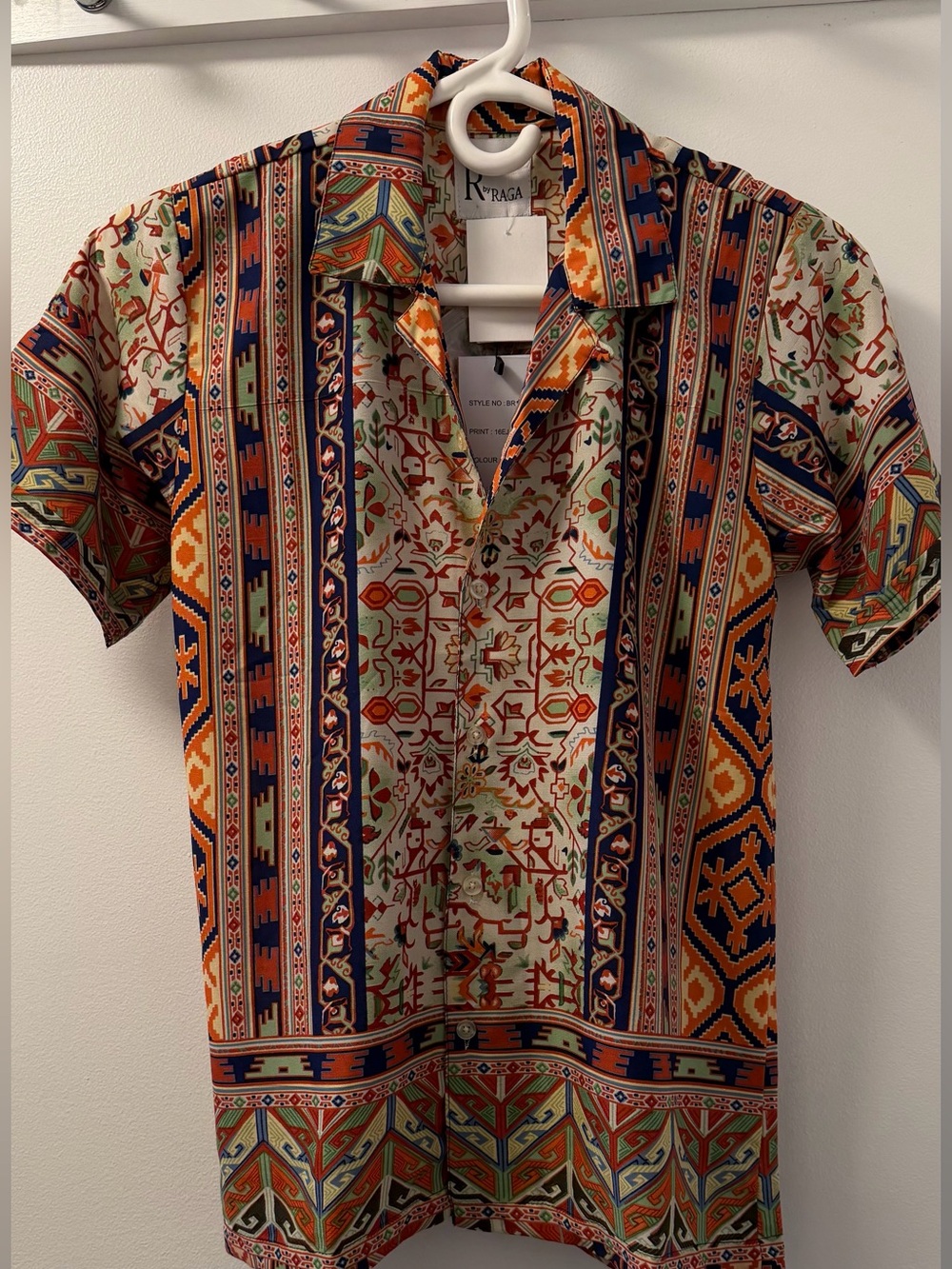 NWT R by RAGA Boys L Multicolor Geometric Boho Button Up Shirt